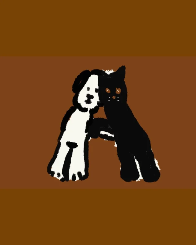 🐶A🐱
寄り添って A
ついまた犬猫に！

デジタル画を過去作に当て込んで、試作とみなしてます。

パソコン上の空論みは感じてる！
でも陶芸ぜんぶが冷たくて寒くて！
やはりすべてが滞り、今年の冬も負けた気持ち⛰️

#陶器#イラスト#ceramics#illustration#dog#cat#a