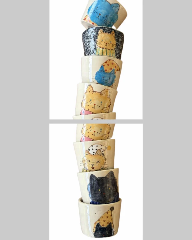🐱
キャットタワー🗼
できるほど猫過多でお届けするカップ20
は

秋のどうぶつ展
9.26-
@lisu2_lisu 

ナイトキャップ・秋の夜長🐱🐷🐰🐻カップ
（写真にはいるナイトキャップ犬はいません🐶💤）
はこちらの秋のどうぶつ展　のみです

毎日がぐっすり眠れる夜でありますように